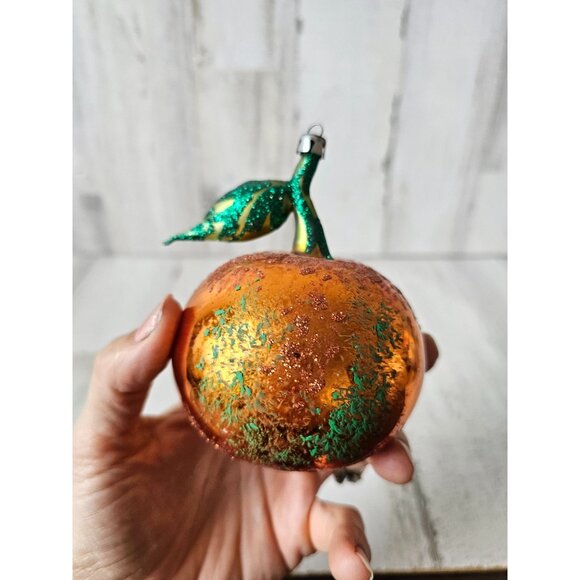 Radko? Peach orange ornament vintage frosted glitter unique Xmas tree - Picture 5 of 9
